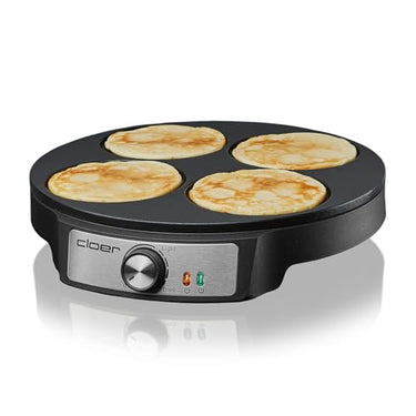 Cloer 6620 Crêpe Maker, for sweet or savory crepes with 29 cm diameter, 1200 W, non-stick coating, including wooden batter spreader and spatula, black on sale